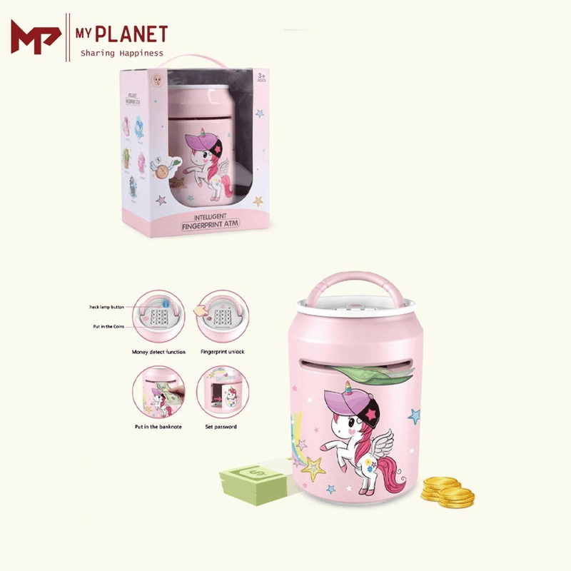 Intelligent fingerprint atm auto roll money box toy