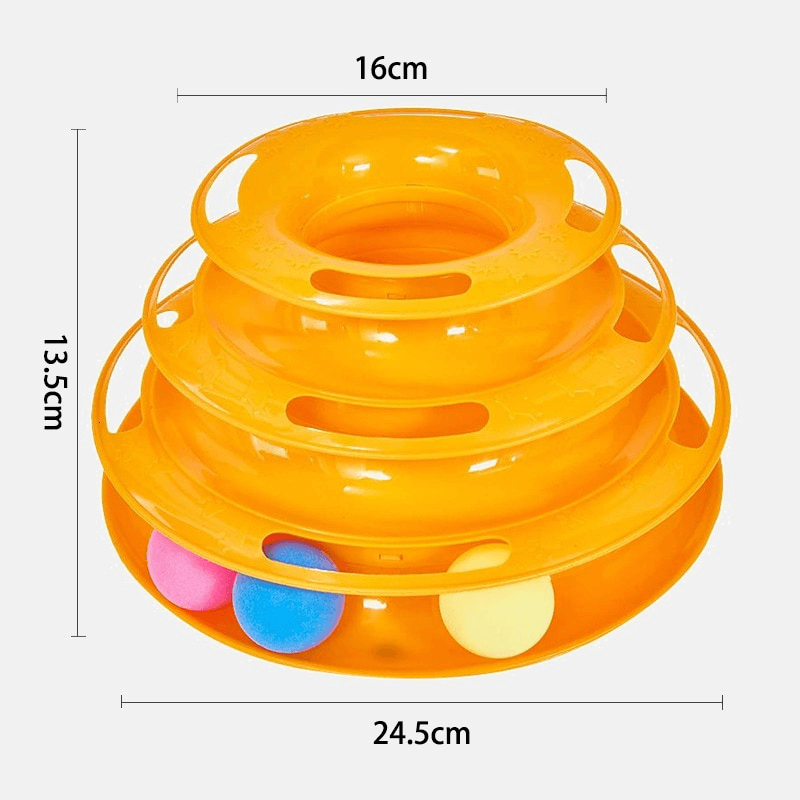 3 level ball training tower cat toy