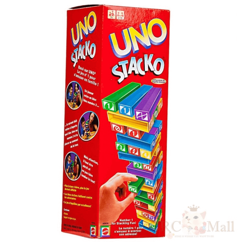 Uno stacko game with 45 color stacking blocks