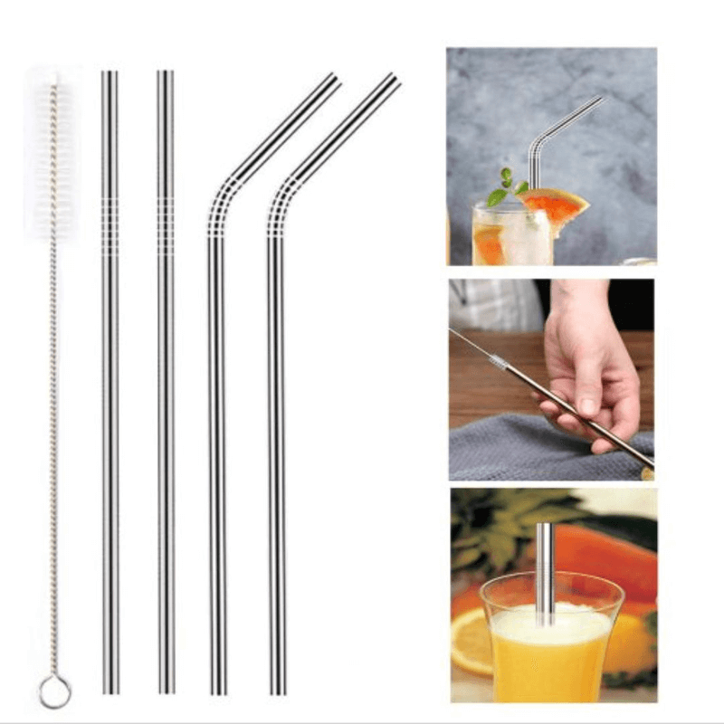 Reusable stainless steel straws pack of 5