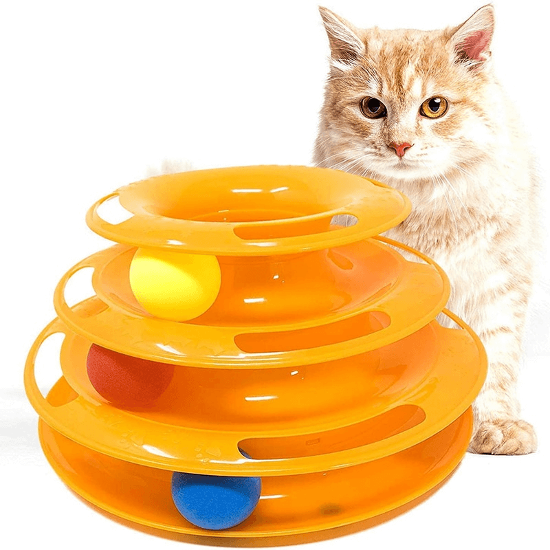 3 level ball training tower cat toy