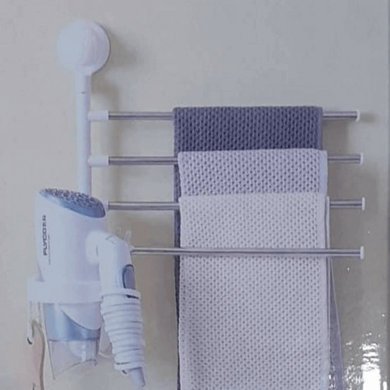 Rotating towel rack suction cup for bathroom