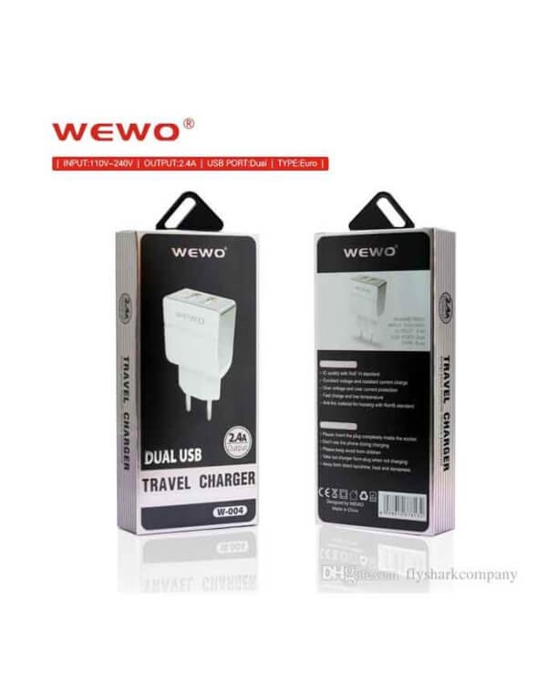 Wewo w004 dual usb 2.4a travel charger - white