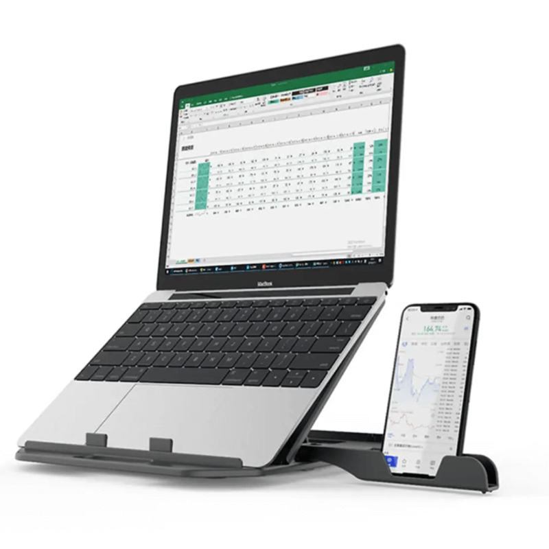 Rotatable laptop stand with phone holder