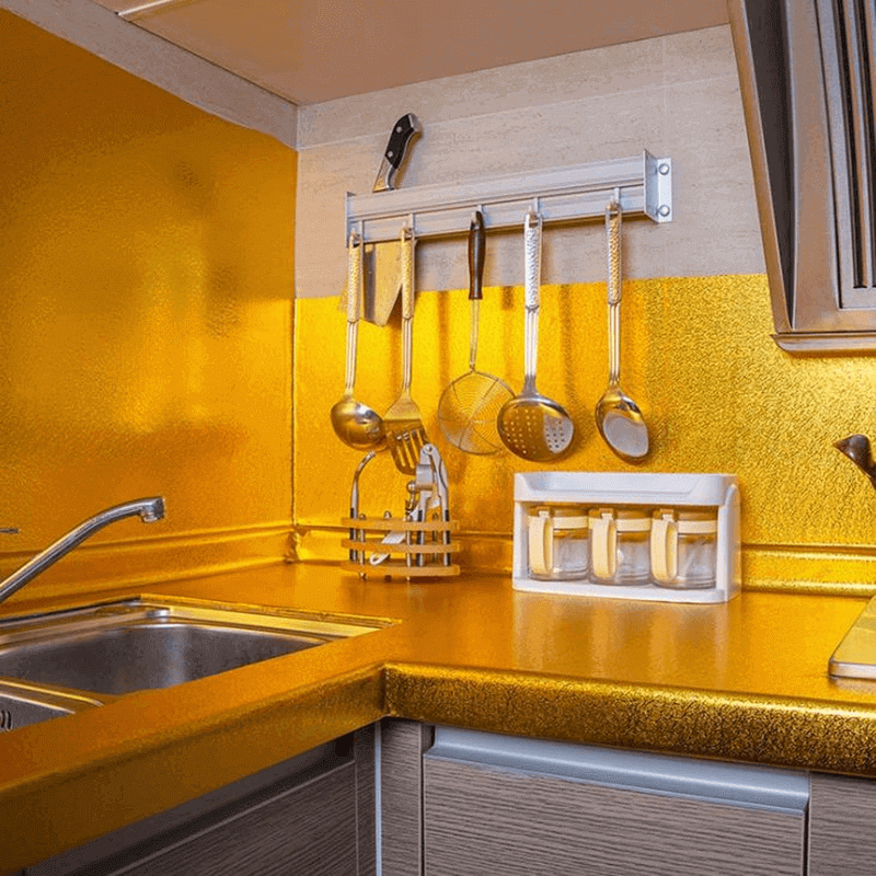 60 x 100cm oil proof stickers for kitchen aluminum golden