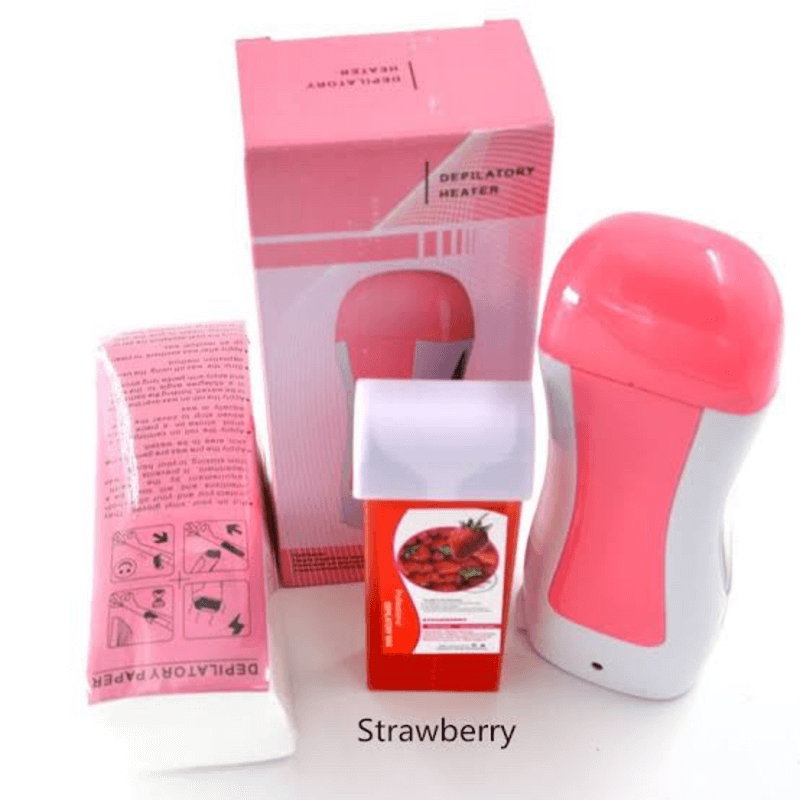 Depilatory wax heater roll on hair removal kit