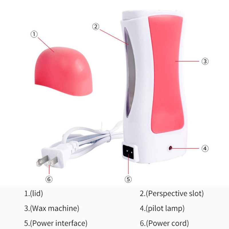 Depilatory wax heater roll on hair removal kit